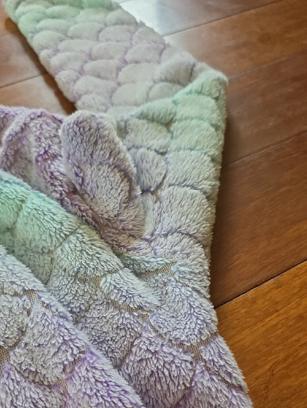 32 Degrees Kids Plush Mermaid Tail Hoodie Pajama in Lavender and Mint